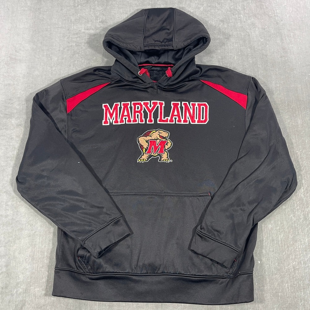 Maryland‎ Terrapins NCAA Mens Small Black Red Pullover Hoodie Sweatshirt
